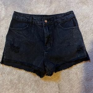 Honey Punch High Waist Black Denim Shorts